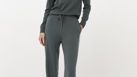 hessnatur Damen Strickhose aus Bio-Merinowolle - dunkelgrün - Größe 40