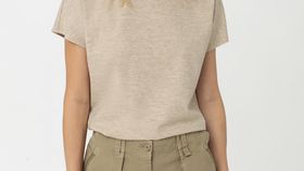 hessnatur Damen-Outdoor Kurzarmshirt aus Bio-Merinowolle mit Hanf und Bio-Baumwolle - beige - Größe 36