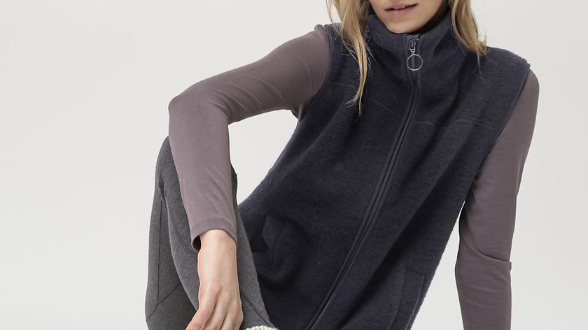 hessnatur Damen Wollfleece Weste aus Bio-Merinowolle - blau - Größe 36