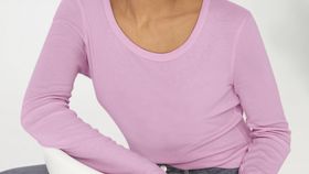 hessnatur Damen Softrib Langarmshirt Slim aus Bio-Baumwolle mit TENCEL™ Modal - rosa - Größe 40