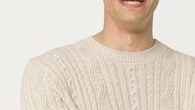 hessnatur Herren Strickpullover aus Bio-Baumwolle und Bio-Merinowolle - natur - Größe 48