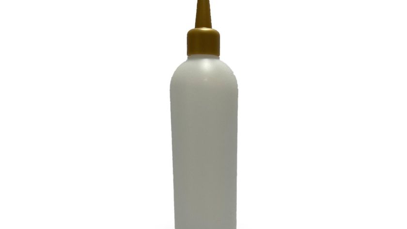 250 ml Leerflasche HDPE inkl. Tropferspitze gold