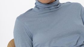 hessnatur Damen Rollkragen-Shirt aus Bio-Baumwolle - blau - Größe 48