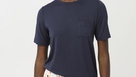 hessnatur Damen Halbarm Schlafshirt aus Tencel™Modal - blau - Größe 38