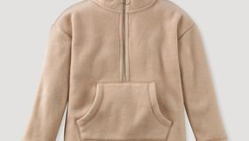 hessnatur Kinder Fleece-Troyer aus Bio-Baumwolle - beige - Größe 110/116