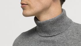 hessnatur Herren Rollkragen-Pullover Regular aus Schurwolle mit Kaschmir - grau - Größe 50