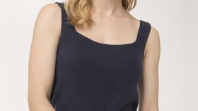 hessnatur Damen Stricktop aus Bio-Schurwolle mit Kaschmir - blau - Größe 42