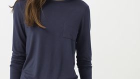 hessnatur Damen Langarm Schlafshirt aus Tencel™Modal - blau - Größe 42