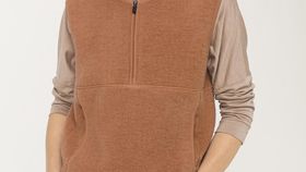 hessnatur Damen-Outdoor Wollfleece-Weste Half-Zip aus Bio-Merinowolle - braun - Größe 42