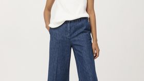 hessnatur Damen Lightdenim Jeans Culotte mit ungefärbtem Kapok - blau - Größe 48