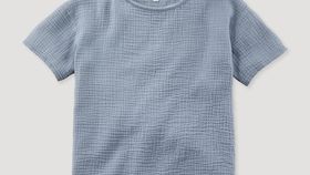 hessnatur Kinder Musselin Shirt aus Bio-Baumwolle - blau - Größe 146/152