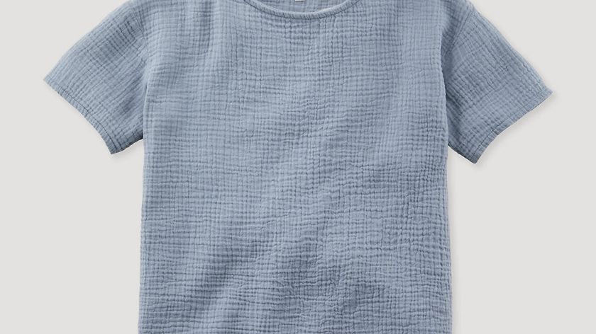 hessnatur Kinder Musselin Shirt aus Bio-Baumwolle - blau - Größe 146/152