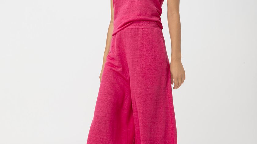 hessnatur Damen Jersey-Hose wide leg aus Hanf - lila - Größe 38