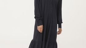 hessnatur Damen Midikleid aus Bio-Baumwolle mit Bio-Schurwolle - blau - Größe 40