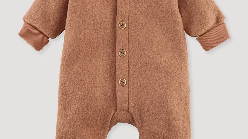 hessnatur Baby Wollwalk-Overall mit Jerseyfutter aus Bio-Merinowolle - braun - Größe 74/80