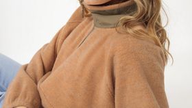 hessnatur Damen Fleece-Troyer Oversize aus Bio-Merinowolle mit Bio-Baumwolle - orange - Größe XS