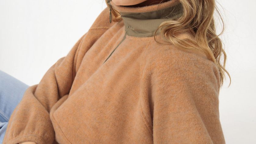 hessnatur Damen Fleece-Troyer Oversize aus Bio-Merinowolle mit Bio-Baumwolle - orange - Größe XS