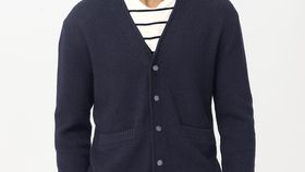 hessnatur Herren Strick-Cardigan aus Bio-Baumwolle und Bio-Merino - blau - Größe 56