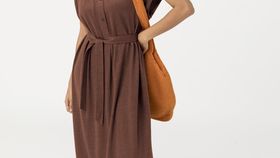 hessnatur Damen Jersey-Kleid aus Leinen - braun - Größe 42