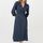 hessnatur Damen Kleid Midi Wrap aus Bio-Baumwolle mit Leinen - blau - Größe 38