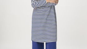 hessnatur Damen Heavy Slub Kleid Mini Oversize aus Bio-Baumwolle - blau - Größe 44