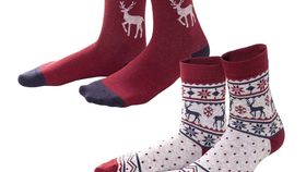 Unisex-Socken 2er-Pack: warme Füße, winterliche Sockenmotive