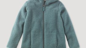 hessnatur Kinder Wollfleece-Jacke aus Bio-Merinowolle - grün - Größe 158/164