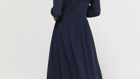 hessnatur Damen Crêpe-Kleid aus Bio-Baumwolle - blau - Größe 42