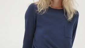 hessnatur Damen Langarm Schlafshirt aus Tencel™Modal - blau - Größe 44