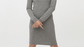 hessnatur Damen Strickkleid aus Bio-Merinowolle mit Kaschmir - grau - Größe 48