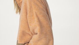 hessnatur Damen Fleece Jacke Oversize aus Bio-Merinowolle mit Bio-Baumwolle - orange - Größe S