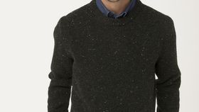 hessnatur Herren Tweedpullover aus Bio-Merinowolle - grün - Größe 54