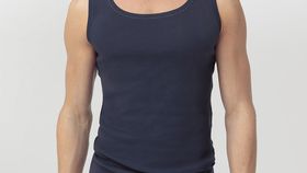 hessnatur Herren Athletic Shirt Regular im 2er-Pack PURE NATURE aus Bio-Baumwolle - blau - Größe 6