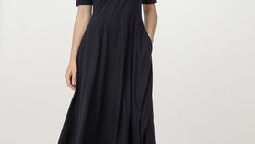 hessnatur Damen Midi-Kleid aus Bio-Baumwolle - schwarz - Größe 34