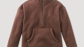 hessnatur Kinder Fleece-Troyer aus Bio-Baumwolle - braun - Größe 158/164