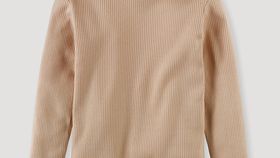 hessnatur Kinder Rollkragenshirt aus Bio-Baumwolle mit Bio-Schurwolle - beige - Größe 146/152