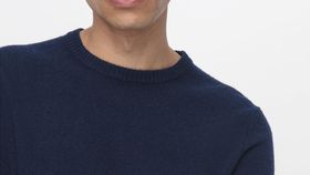 hessnatur Herren Pullover aus Schurwolle mit Kaschmir - blau - Größe 46