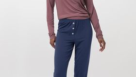 hessnatur lange Damen  Schlafhose aus Tencel™Modal - blau - Größe 40