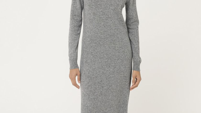 hessnatur Damen Midi-Strickkleid aus Bio-Merinowolle mit Kaschmir - grau - Größe 46