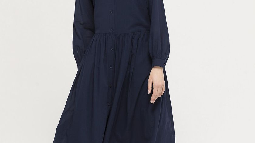 hessnatur Damen Crêpe-Kleid aus Bio-Baumwolle - blau - Größe 42