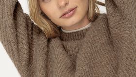 hessnatur Damen Pullover Oversize aus Alpaka - braun - Größe XS