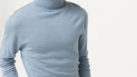 hessnatur Herren Rollkragen-Pullover aus Bio-Merinowolle - blau - Größe 48