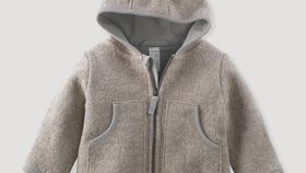 hessnatur Baby Walkjacke aus Bio-Merinowolle - grau - Größe 74/80