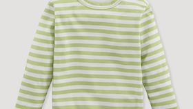 hessnatur Baby Shirt Regular geringelt aus Bio-Baumwolle - grün - Größe 98/104