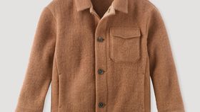 hessnatur Kinder Wollfleece Overshirt aus Bio-Merinowolle - braun - Größe 122/128