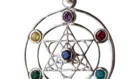 Anhänger "Merkabah mit 7 Zirkonia" Silber 925 3cm, 4,0g.