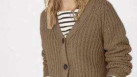 hessnatur Damen Cardigan Relaxed aus Bio-Baumwolle und Bio-Merinowolle - braun - Größe M