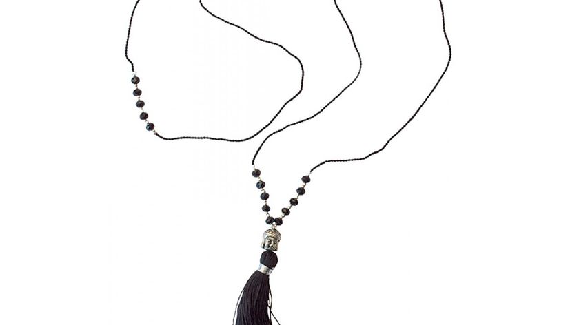 "Buddha Mala" schwarz mit 25 Glasperlen 48cm