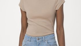 hessnatur Damen Kurzarm-Shirt aus Bio-Baumwolle - beige - Größe 34