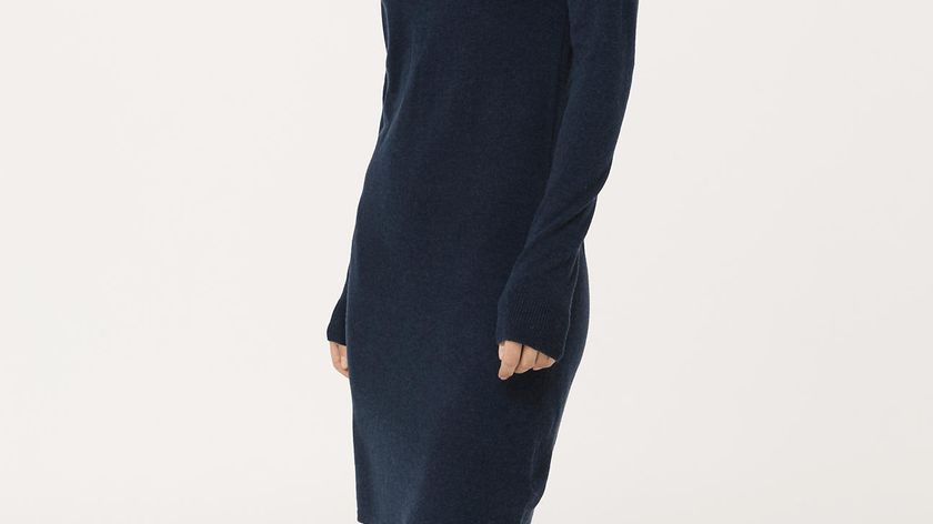 hessnatur Damen Strickkleid aus Bio-Merinowolle mit Kaschmir - blau - Größe 46